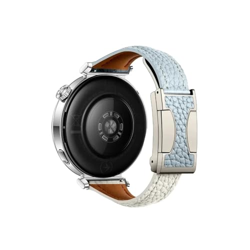 18mm luxuriöses Uhrenarmband passend for Huawei Watch GT5 5 Pro 42mm 41mm, Damen-Leder-weiches Armband modisches(Blue white,For Huawei GT5 Pro 42mm) von Srndsydak