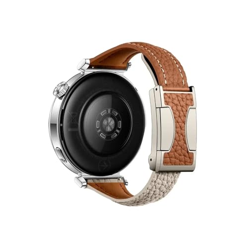 18mm luxuriöses Uhrenarmband passend for Huawei Watch GT5 5 Pro 42mm 41mm, Damen-Leder-weiches Armband modisches(Brown white,For Huawei GT5 Pro 42mm) von Srndsydak
