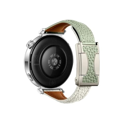 18mm luxuriöses Uhrenarmband passend for Huawei Watch GT5 5 Pro 42mm 41mm, Damen-Leder-weiches Armband modisches(Green white,18mm) von Srndsydak