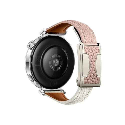 18mm luxuriöses Uhrenarmband passend for Huawei Watch GT5 5 Pro 42mm 41mm, Damen-Leder-weiches Armband modisches(Pink white,For Huawei GT4 41mm) von Srndsydak