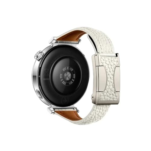 18mm luxuriöses Uhrenarmband passend for Huawei Watch GT5 5 Pro 42mm 41mm, Damen-Leder-weiches Armband modisches(White,18mm) von Srndsydak