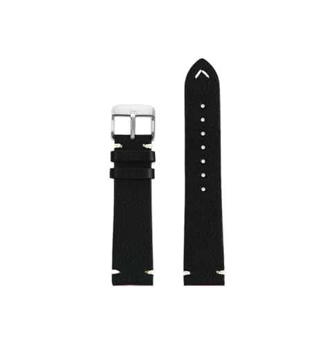 19mm 20mm 22mm Männer Rindsleder Echtes Leder Armband passend for Longines L2 L3 L4(Black-silver pin,Width 22mm) von Srndsydak