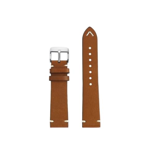 19mm 20mm 22mm Männer Rindsleder Echtes Leder Armband passend for Longines L2 L3 L4(Brown-silver pin,Width 22mm) von Srndsydak