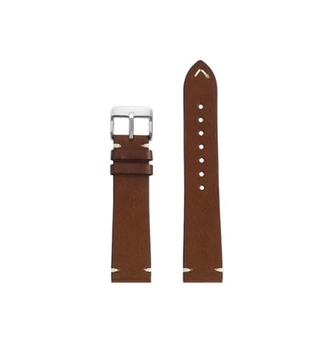 19mm 20mm 22mm Männer Rindsleder Echtes Leder Armband passend for Longines L2 L3 L4(Darkbrown-silver pin,Width 20mm) von Srndsydak