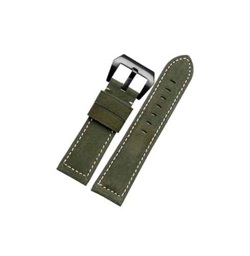 20mm 22mm 24mm 26mm Uhrenarmband passend for Panerai PAM441 386 111 Rindsleder Herrenarmband Edelstahl Schnalle Armband(Army green-black,20mm) von Srndsydak