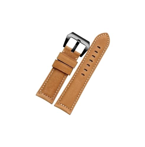 20mm 22mm 24mm 26mm Uhrenarmband passend for Panerai PAM441 386 111 Rindsleder Herrenarmband Edelstahl Schnalle Armband(Khaki-black,22mm) von Srndsydak