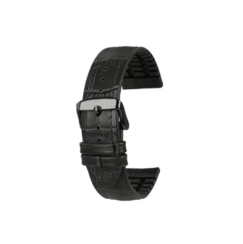 20mm 22mm Leder Gummi herren Armband passend for Casio Mdv107-1A MDV106-1A MDV-106(Black black pin buckle,Width 20mm) von Srndsydak