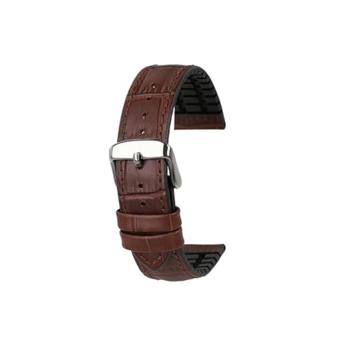 20mm 22mm Leder Gummi herren Armband passend for Casio Mdv107-1A MDV106-1A MDV-106(Brown steel pin buckle,Width 20mm) von Srndsydak