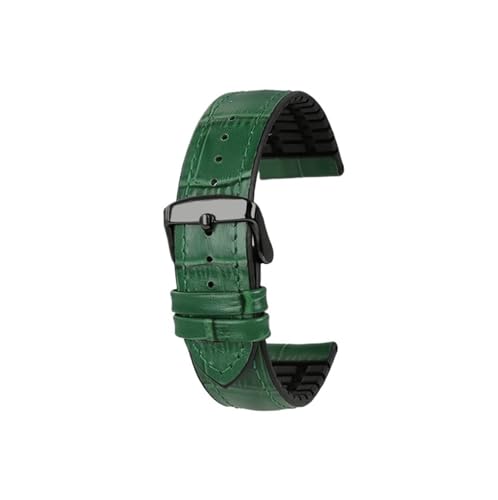 20mm 22mm Leder Gummi herren Armband passend for Casio Mdv107-1A MDV106-1A MDV-106(Green black pin buckle,Width 20mm) von Srndsydak