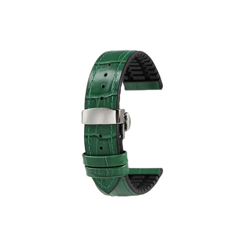 20mm 22mm Leder Gummi herren Armband passend for Casio Mdv107-1A MDV106-1A MDV-106(Green steel Folding,Width 22mm) von Srndsydak
