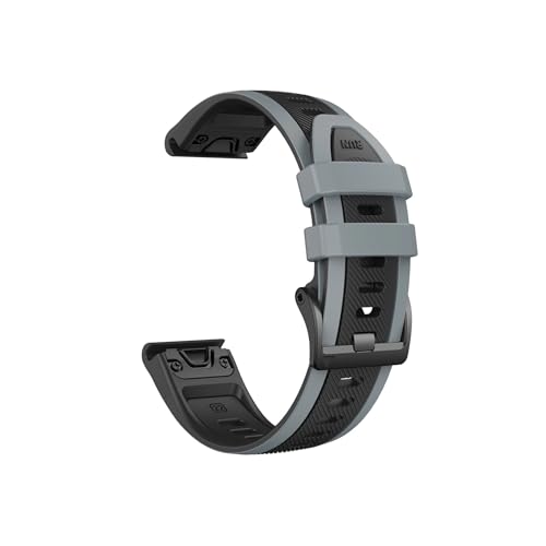 22mm 26mm Silikon-Uhrenarmband passend for Garmin Fenix ​​8 7 Pro/Quatix 6 6X 5X/Epix Pro Gen 2 47mm 51mm Armband(Black gray,Q ui ck f it 22mm) von Srndsydak