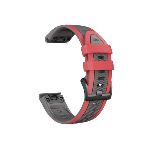 22mm 26mm Silikon-Uhrenarmband passend for Garmin Fenix ​​8 7 Pro/Quatix 6 6X 5X/Epix Pro Gen 2 47mm 51mm Armband(Red gray,Q ui ck f it 22mm) von Srndsydak