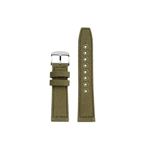 22mm Canvas-Armband aus echtem Leder, passend for IWC/Pilot/Citizen/Tissot/Breitling/SEIKO(Army Green-Silver buckle) von Srndsydak