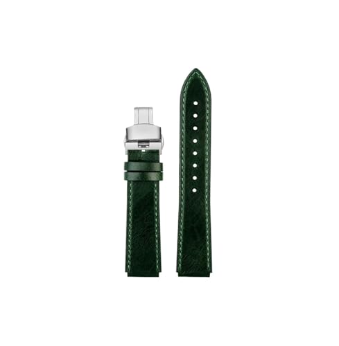 Echtes Leder-Uhrenarmband, passend for Casio G-SHOCK Small Square AE-1200WH/1300/1000/A158/A159, Herren-Damen-Armband(Green-silver Folding) von Srndsydak