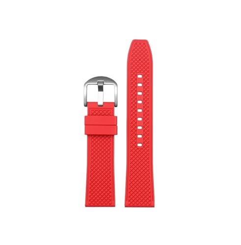 Fluorkautschuk 20mm 22mm Uhrenarmband for Herren, passend for Huawei/Citizen/Seiko/Casio(Red-silver,22mm) von Srndsydak