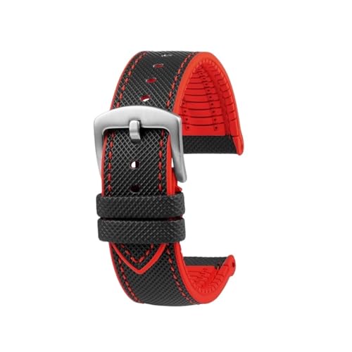 Gummi wasserdichtes Sport Uhrenarmband for Herren 23mm passend for Casio PROTREK PRW-30 50 60 70(Black Red steel) von Srndsydak