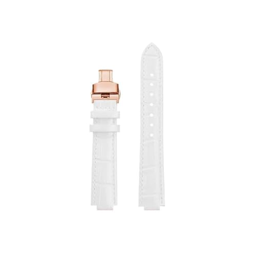 Helles Echtleder-Armband, passend for Cartier Blue Balloon, modisches Rindsleder, 14mm, 16mm, 18mm, Damen-Armband(White-Rose gold Folding,14-8mm) von Srndsydak