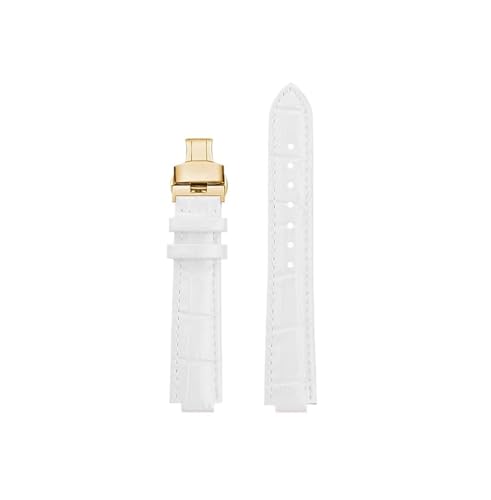 Helles Echtleder-Armband, passend for Cartier Blue Balloon, modisches Rindsleder, 14mm, 16mm, 18mm, Damen-Armband(White-gold Folding,18-11mm) von Srndsydak