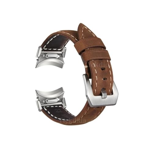 Herren-Leder armband passend for Samsung Galaxy Watch 6 5 4 /5Pro /4Classic 6Classic(Brown Silver,For Galaxy 6 Classic 47mm) von Srndsydak