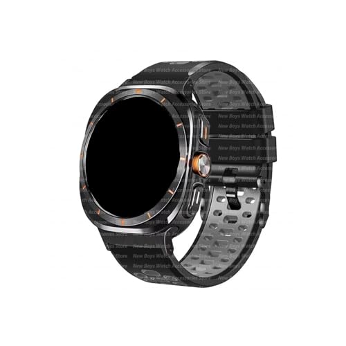 Herren Silikon-Uhrenarmband, passend for Samsung Galaxy Watch 7 Ultra 47mm, Herren-Sport, atmungsaktives Armband(Black black gery) von Srndsydak