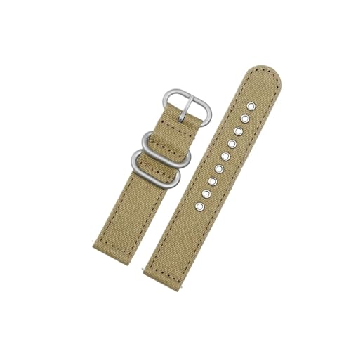 Herren armband passend for Hamilton/Seiko/Casio Canvas 20mm 22mm Uhrenarmband-Zubehör(A Khaki - steel,20mm) von Srndsydak