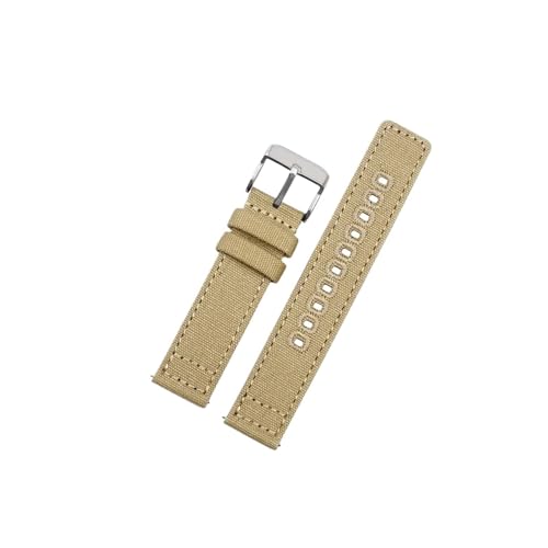 Herren armband passend for Hamilton/Seiko/Casio Canvas 20mm 22mm Uhrenarmband-Zubehör(B Khaki-steel,20mm) von Srndsydak