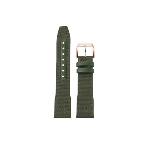Nylon Canvas Rindsleder Armband passend for IWC Big Pilot Little Prince Mark 18 Portugal 20mm 21mm 22mm Uhrenarmband(Army Green-Rose gold pin buckle,21mm) von Srndsydak