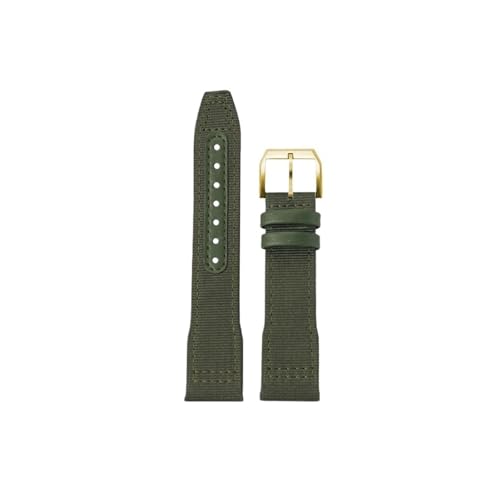 Nylon Canvas Rindsleder Armband passend for IWC Big Pilot Little Prince Mark 18 Portugal 20mm 21mm 22mm Uhrenarmband(Army Green-gold pin buckle,21mm) von Srndsydak
