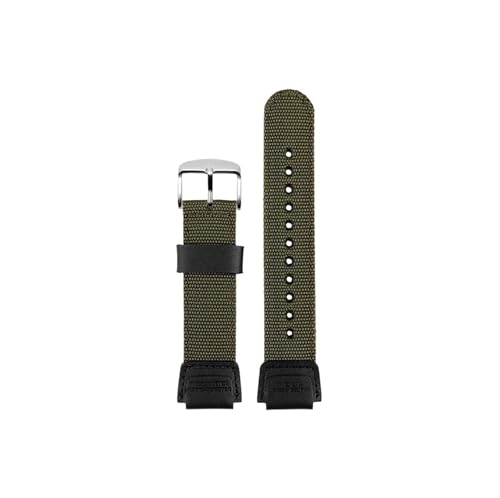 Nylon-Uhrenarmband, 18mm, passend for Casio A1200 AE1300 A158 A159 F91W F84 W735 AQ-S800 AEQ-110 W-218H Herren-armband(Army Green silver) von Srndsydak