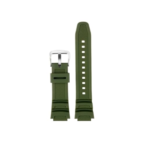 Passend for Casio-Uhr W218H AE-1200 AE1100 1300 SGW-300 SGW400 MRW-200 18mm Uhrenarmband Silikon(Army green Silver) von Srndsydak