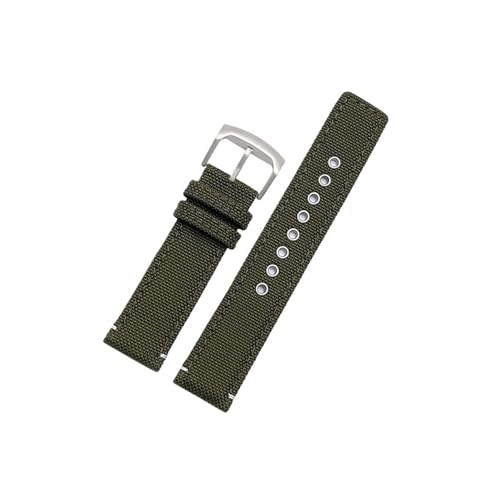 Passend for Citizen AW5005 /Seiko/Timex/Hamilton Army Green Khaki Nylon Uhrenarmband Canvas 20mm Armband(Army Green-steel) von Srndsydak
