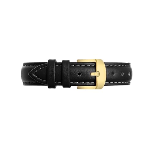 Passend for Garmin New Watch Lily2, echtes Leder, 14mm Damen-Armband mit Metallschnalle(Black-gold,For Lily2) von Srndsydak