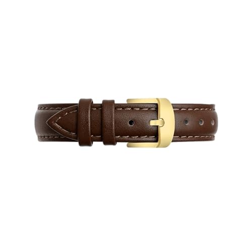 Passend for Garmin New Watch Lily2, echtes Leder, 14mm Damen-Armband mit Metallschnalle(Brown-gold,For Lily2) von Srndsydak
