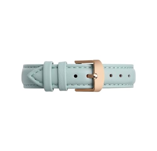 Passend for Garmin New Watch Lily2, echtes Leder, 14mm Damen-Armband mit Metallschnalle(Sky Blue-rose gold,For Width 14mm) von Srndsydak