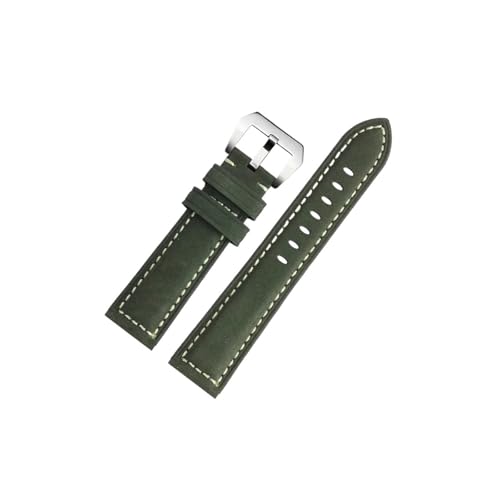 Rindsleder 22mm Uhrenarmband passend for Casio Retro Frosted Herrenarmband MDV-106 MDV-107 MDV-106D MTP-VD01(Army green steel buckle) von Srndsydak