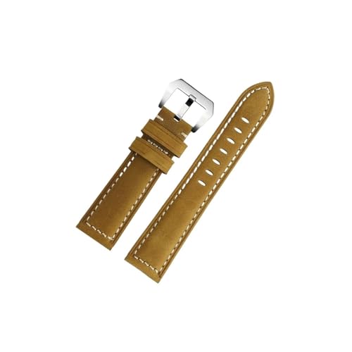 Rindsleder 22mm Uhrenarmband passend for Casio Retro Frosted Herrenarmband MDV-106 MDV-107 MDV-106D MTP-VD01(Khaki steel buckle) von Srndsydak