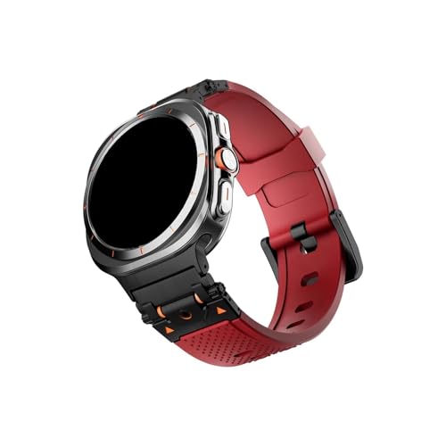 Sport-Gummi Uhrenarmbänder passend for Samsung Galaxy Watch Ultra 47mm Herren-Armband aus weichem Silikon ohne Lücken(Black red) von Srndsydak