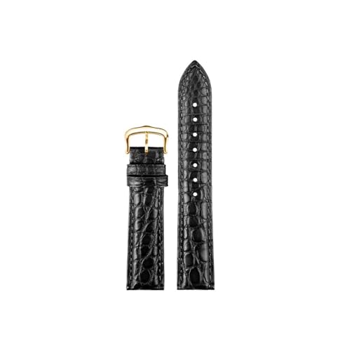 Srndsydak 16mm 17mm 18mm 19mm 20mm Krokodilleder Armband passend for Cartier Tank London Solo Herren Damen Echtleder Uhrenarmband(Black-gold pin buckle,Width 16mm) von Srndsydak