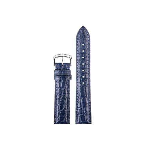 Srndsydak 16mm 17mm 18mm 19mm 20mm Krokodilleder Armband passend for Cartier Tank London Solo Herren Damen Echtleder Uhrenarmband(Blue-silver pin buckle,Width 17mm) von Srndsydak