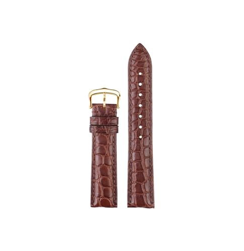Srndsydak 16mm 17mm 18mm 19mm 20mm Krokodilleder Armband passend for Cartier Tank London Solo Herren Damen Echtleder Uhrenarmband(Brown-gold pin buckle,Width 17mm) von Srndsydak