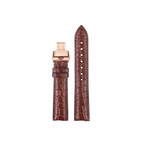 Srndsydak 16mm 17mm 18mm 19mm 20mm Krokodilleder Armband passend for Cartier Tank London Solo Herren Damen Echtleder Uhrenarmband(Brown-rose gold Folding,Width 20mm) von Srndsydak