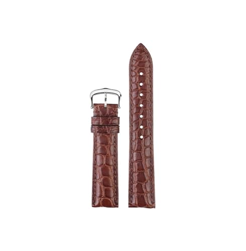 Srndsydak 16mm 17mm 18mm 19mm 20mm Krokodilleder Armband passend for Cartier Tank London Solo Herren Damen Echtleder Uhrenarmband(Brown-silver pin buckle,Width 16mm) von Srndsydak