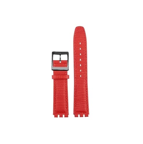 Srndsydak 17mm Rindsleder-Uhrenarmband, passend for Swatch YCS YAS YGS(A red-black pin buckle) von Srndsydak