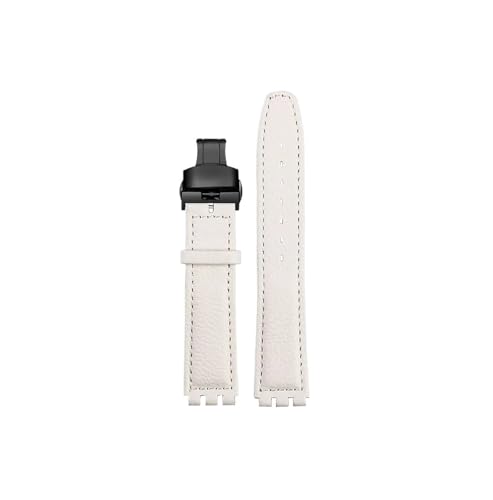 Srndsydak 17mm Rindsleder-Uhrenarmband, passend for Swatch YCS YAS YGS(B white-black Folding) von Srndsydak