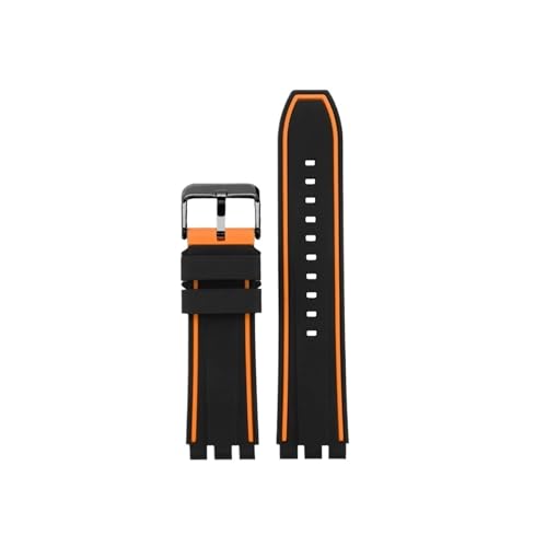 Srndsydak 19mm 20mm 21mm Silikon Armband Passend for Swatch Universal männer Frauen Weiche Sport Gummi Armband(Black Orange-black,19mm) von Srndsydak
