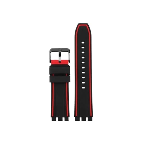 Srndsydak 19mm 20mm 21mm Silikon Armband Passend for Swatch Universal männer Frauen Weiche Sport Gummi Armband(Black Red-black,21mm) von Srndsydak
