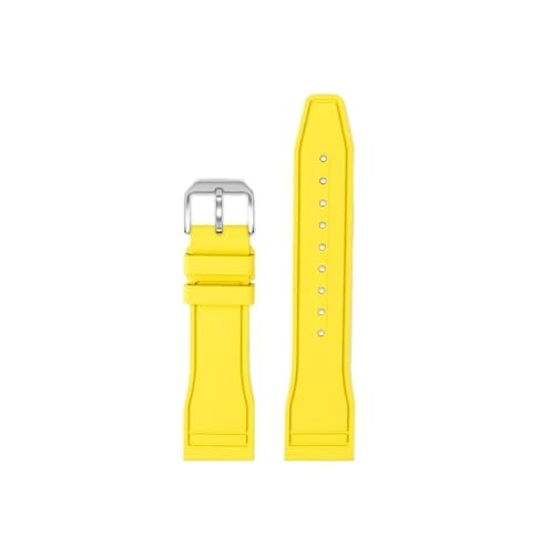 Srndsydak 20mm 21mm 22mm Fluorkautschuk-Uhrenarmband, passend for Longines Masters L4 L2 L3(Yellow-silver,20mm) von Srndsydak