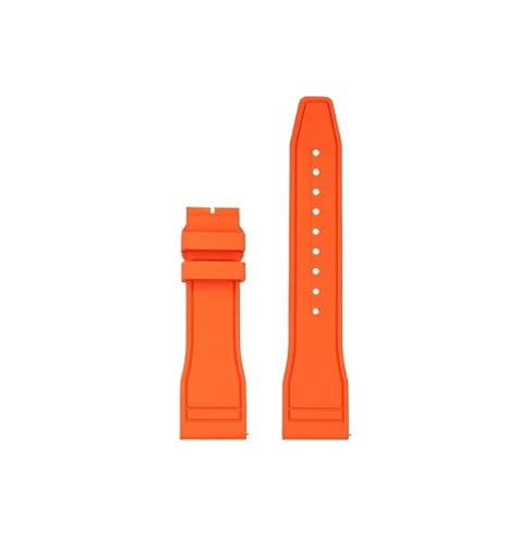 Srndsydak 20mm 22mm passend for Breitling Super Ocean Avenger Fluorkautschuk-Uhrenarmband, Tauch-Schmetterlingsverschluss(Orange-no buckle,20mm) von Srndsydak