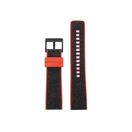 Srndsydak 22mm 24mm armband, passend for Breitling Avenger Blackbird Professional Endurance Super Ocean Series Gummi-Uhrenarmband(Black red black,Width 24mm) von Srndsydak