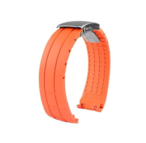 Srndsydak 22mm Gummi-Uhrenarmband mit gebogenem Ende, Faltschließe, passend for Mido/Tissot Seastar T120.407 Herren-armband(Orange silver buckle) von Srndsydak